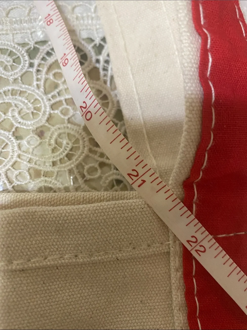 Canvas Tote Bag in Cream and Red unisex open to Offers New